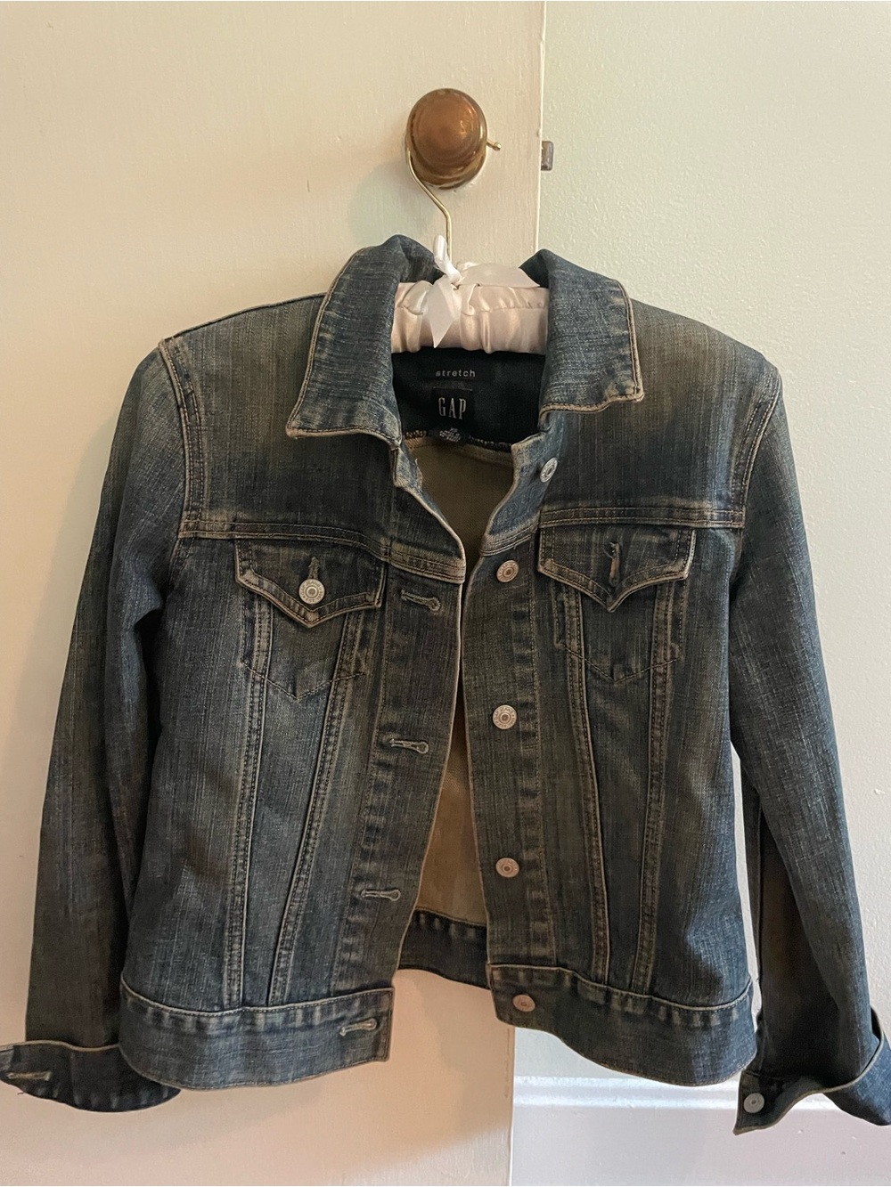 GAP Distressed Mid-Blue Denim Jacket